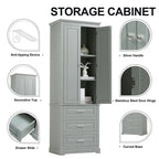 Meuble de rangement autoportant avec 2 portes et 3 tiroirs, étagère réglable – Blanc / Noir / Gris
