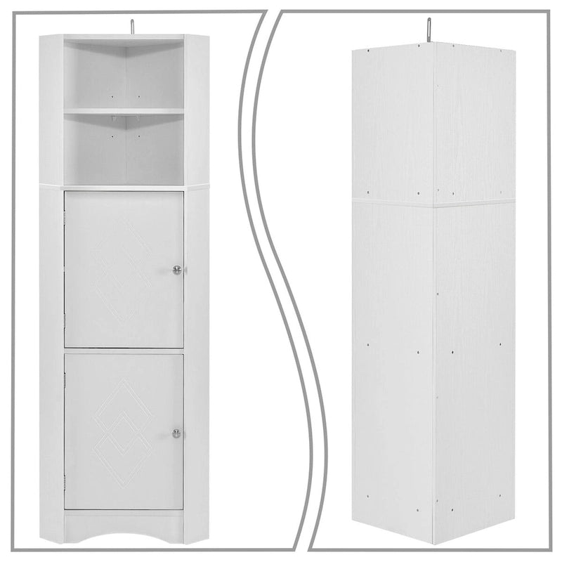 Meuble de rangement haut d'angle avec poignées métalliques – Noir / Blanc / Gris, Bois, 1 personne