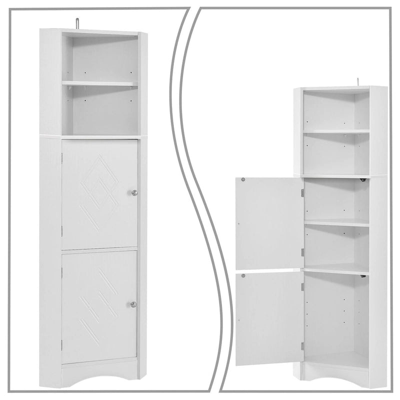 Meuble de rangement haut d'angle avec poignées métalliques – Noir / Blanc / Gris, Bois, 1 personne