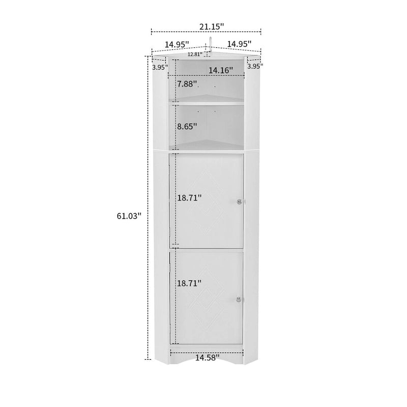 Meuble de rangement haut d'angle avec poignées métalliques – Noir / Blanc / Gris, Bois, 1 personne