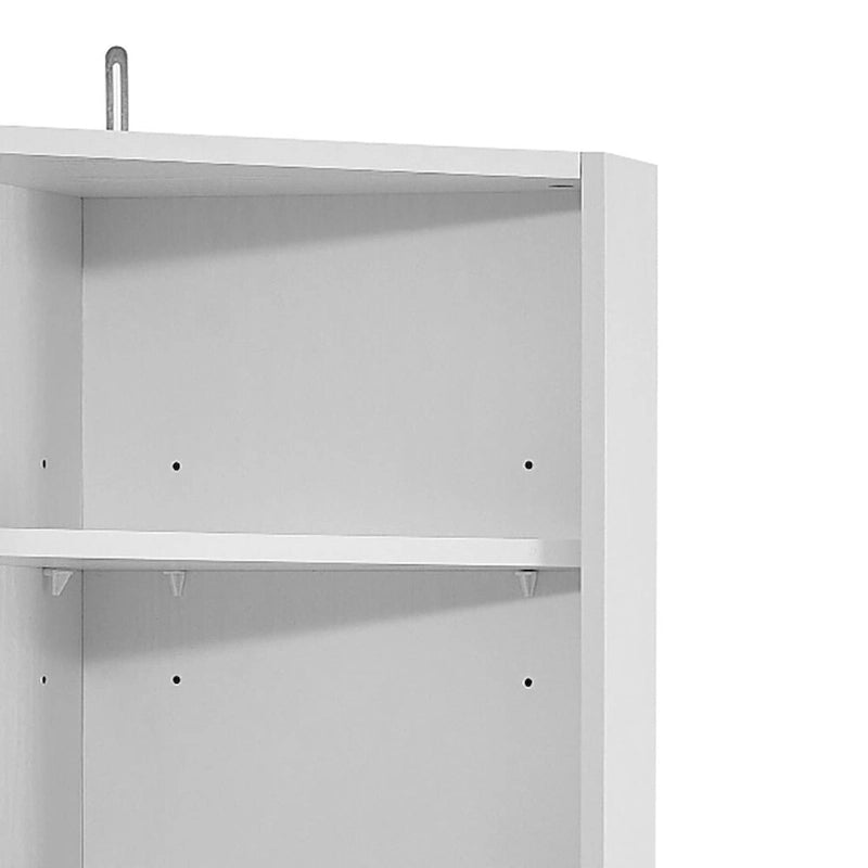 Meuble de rangement haut d'angle avec poignées métalliques – Noir / Blanc / Gris, Bois, 1 personne