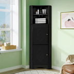 Meuble de rangement haut d'angle avec poignées métalliques – Noir / Blanc / Gris, Bois, 1 personne