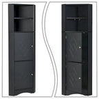 Meuble de rangement haut d'angle avec poignées métalliques – Noir / Blanc / Gris, Bois, 1 personne
