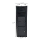 Meuble de rangement haut d'angle avec poignées métalliques – Noir / Blanc / Gris, Bois, 1 personne