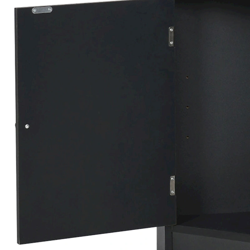 Meuble de rangement haut d'angle avec poignées métalliques – Noir / Blanc / Gris, Bois, 1 personne