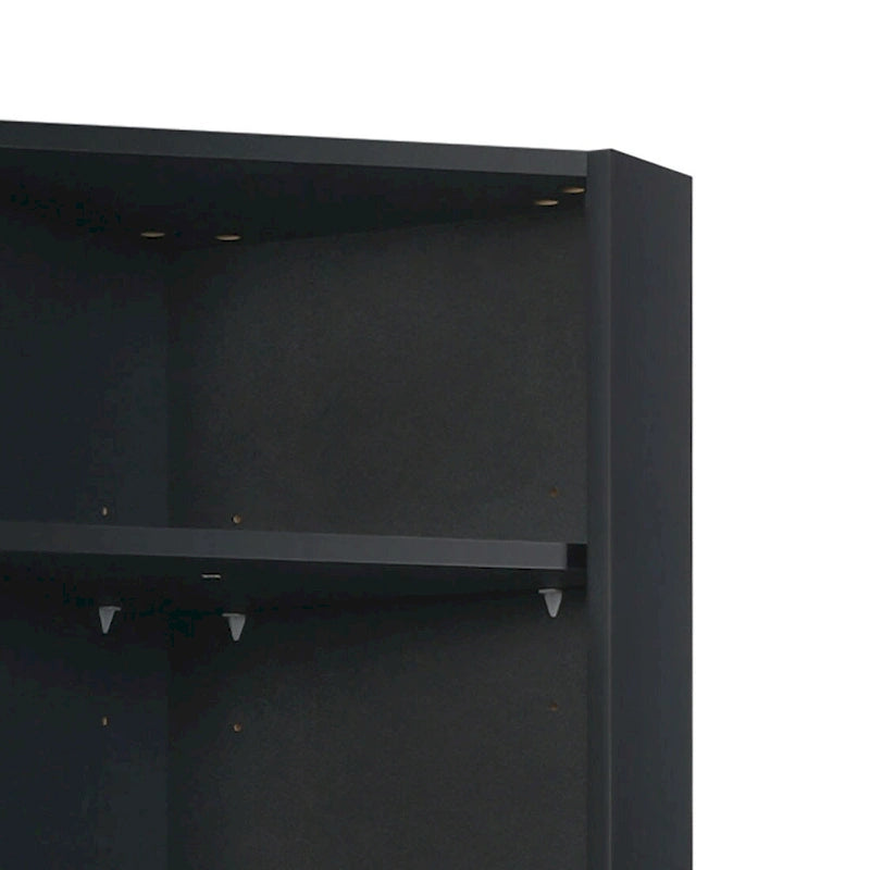 Meuble de rangement haut d'angle avec poignées métalliques – Noir / Blanc / Gris, Bois, 1 personne