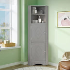 Meuble de rangement haut d'angle avec poignées métalliques – Noir / Blanc / Gris, Bois, 1 personne