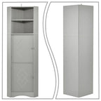 Meuble de rangement haut d'angle avec poignées métalliques – Noir / Blanc / Gris, Bois, 1 personne