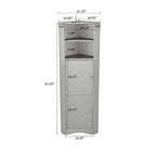 Meuble de rangement haut d'angle avec poignées métalliques – Noir / Blanc / Gris, Bois, 1 personne