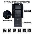 Armoire de rangement haute noire à 3 tiroirs – Unité individuelle