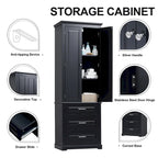 Armoire de rangement haute noire à 3 tiroirs – Unité individuelle