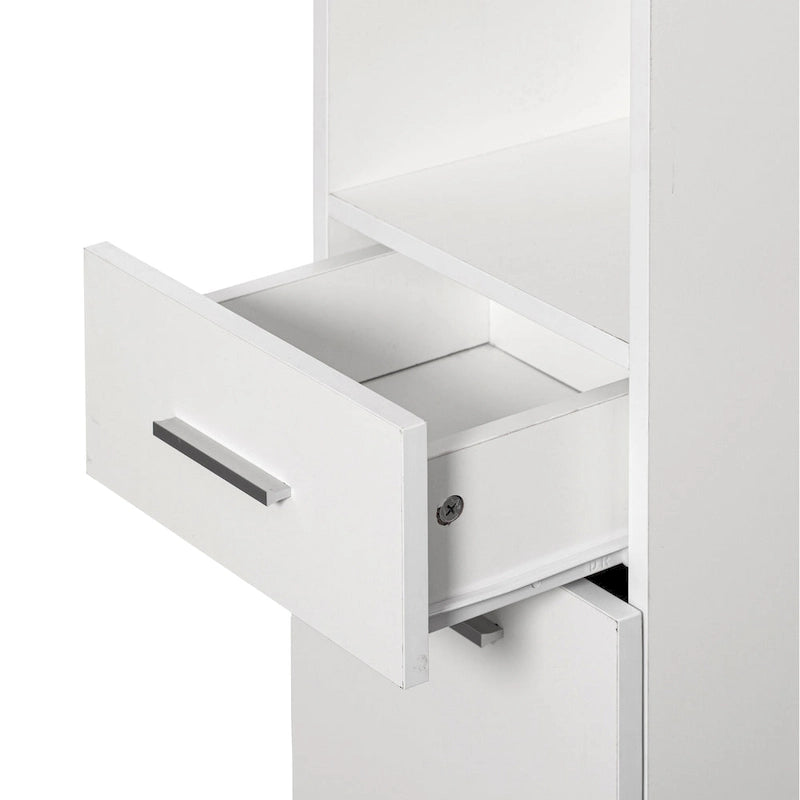 Meuble de rangement haut autoportant blanc à 2 portes et 1 tiroir