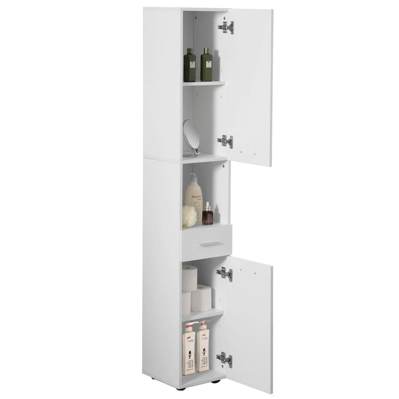 Meuble de rangement haut autoportant blanc à 2 portes et 1 tiroir