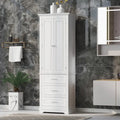 Armoire de rangement haute, 3 tiroirs et 2 portes, Blanc / Gris / Noir