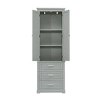 Armoire de rangement haute, 3 tiroirs et 2 portes, Blanc / Gris / Noir