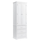 Armoire de rangement haute, 3 tiroirs et 2 portes, Blanc / Gris / Noir
