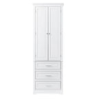 Armoire de rangement haute, 3 tiroirs et 2 portes, Blanc / Gris / Noir