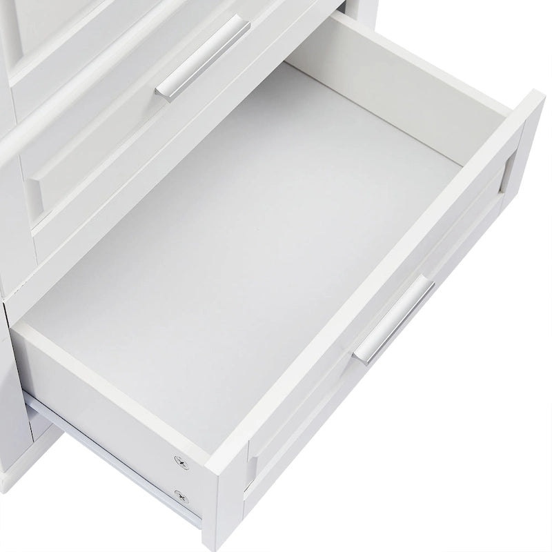 Armoire de rangement haute, 3 tiroirs et 2 portes, Blanc / Gris / Noir
