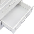 Armoire de rangement haute, 3 tiroirs et 2 portes, Blanc / Gris / Noir