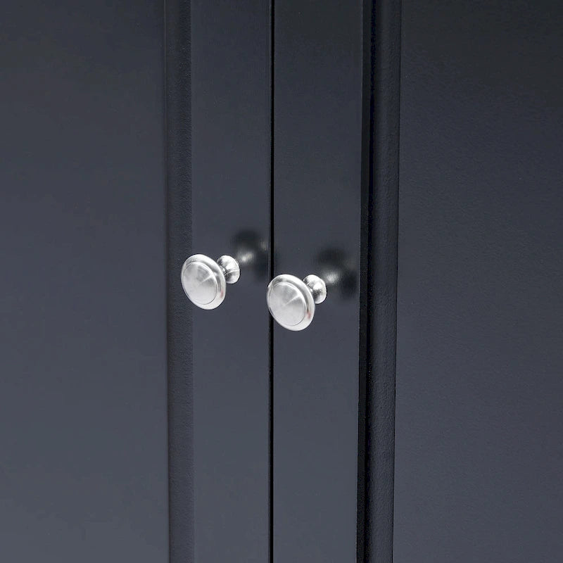 Armoire de rangement haute, 3 tiroirs et 2 portes, Blanc / Gris / Noir