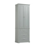 Armoire de rangement haute, 3 tiroirs et 2 portes, Blanc / Gris / Noir