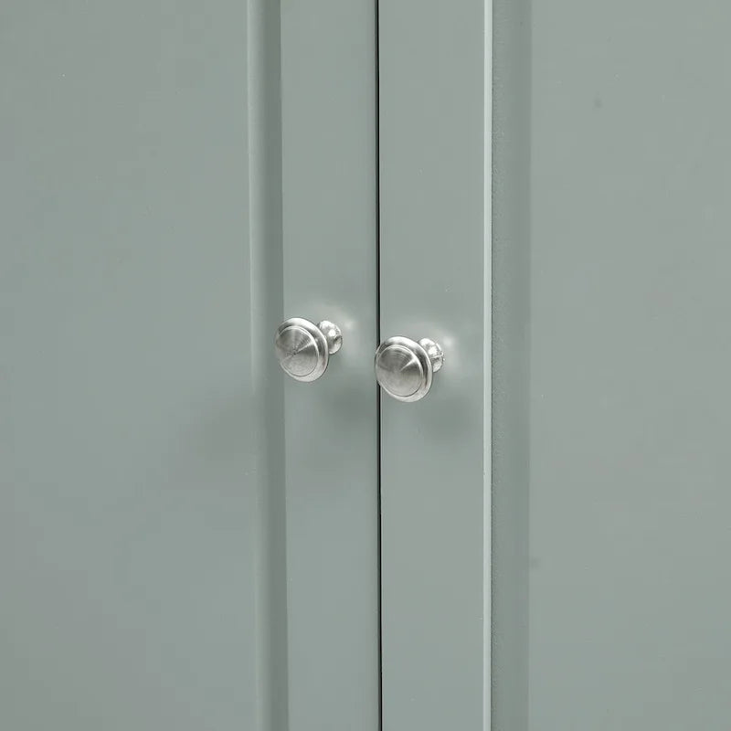 Armoire de rangement haute, 3 tiroirs et 2 portes, Blanc / Gris / Noir