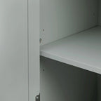 Armoire de rangement haute, 3 tiroirs et 2 portes, Blanc / Gris / Noir