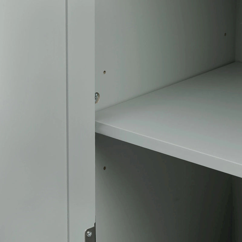 Armoire de rangement haute, 3 tiroirs et 2 portes, Blanc / Gris / Noir