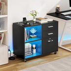 Moasis Classeur mobile à LED 3 tiroirs avec station de charge compatible format A4/Lettre