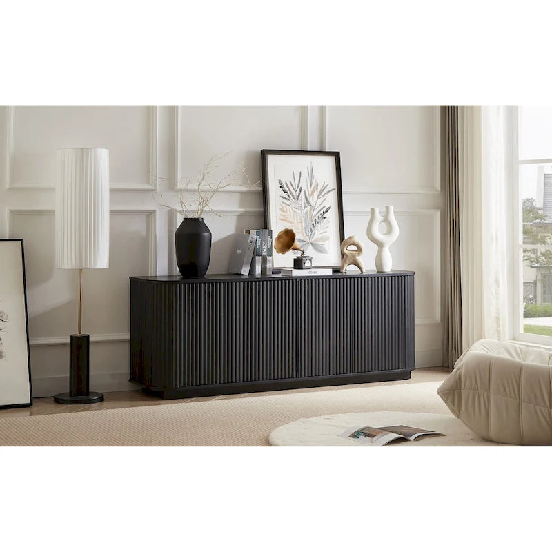 Bahut motif vague noire, simple, 2 portes