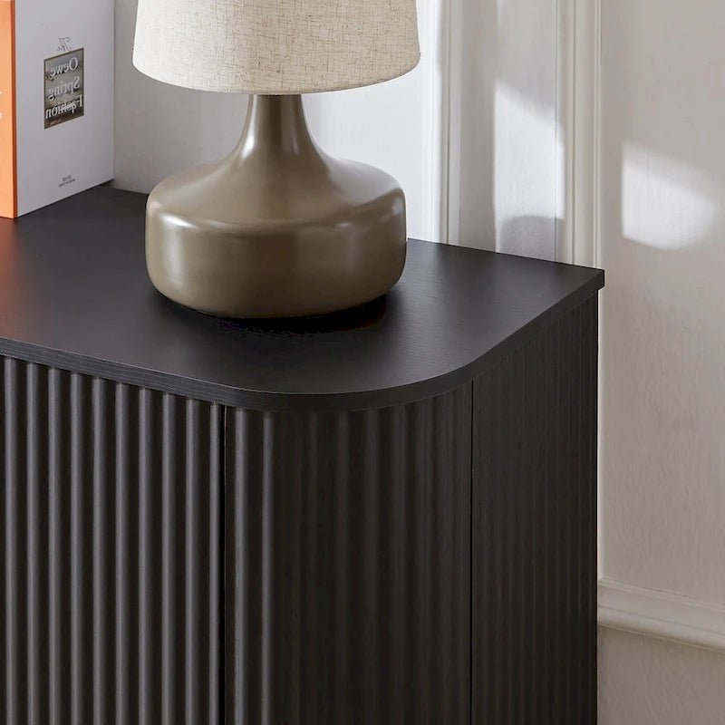 Bahut motif vague noire, simple, 2 portes
