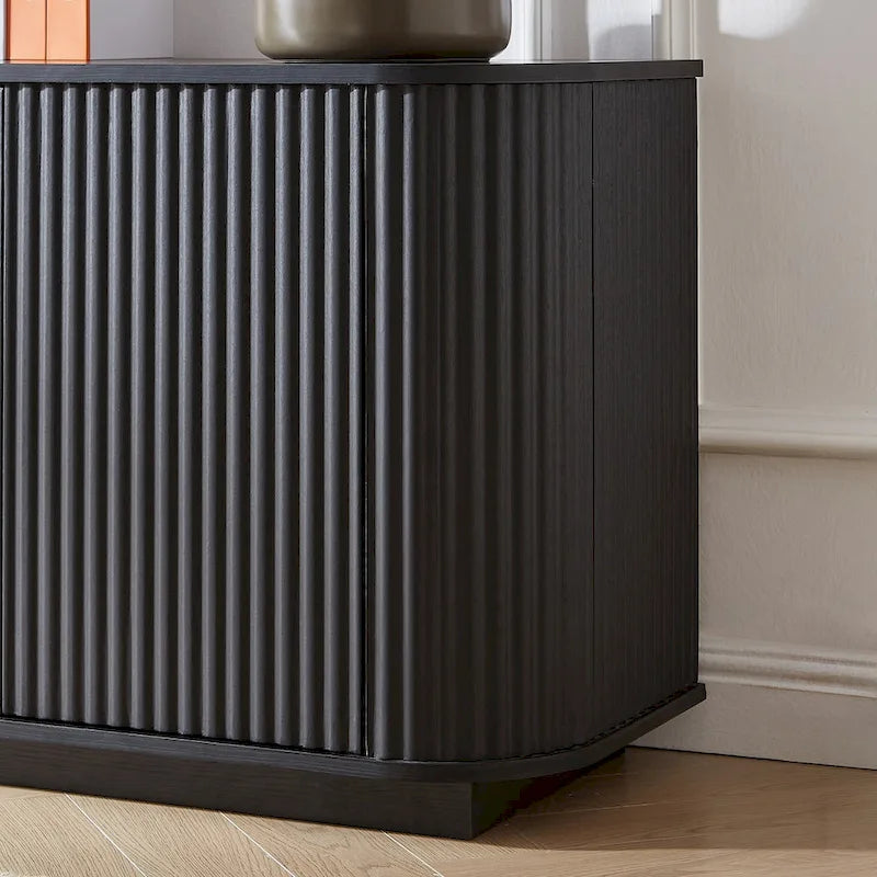 Bahut motif vague noire, simple, 2 portes