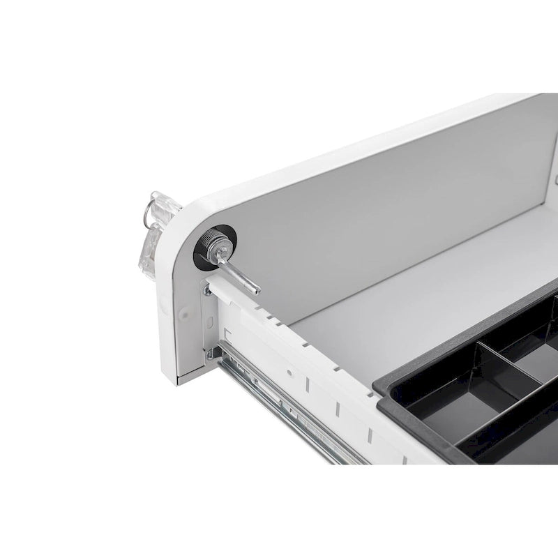 Caisson de classement mobile blanc à 3 tiroirs avec 5 roulettes, utilisateur unique, maison et bureau