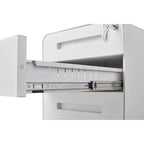 Caisson de classement mobile blanc à 3 tiroirs avec 5 roulettes, utilisateur unique, maison et bureau
