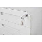 Caisson de classement mobile blanc à 3 tiroirs avec 5 roulettes, utilisateur unique, maison et bureau