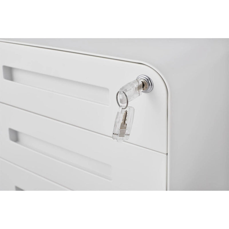Caisson de classement mobile blanc à 3 tiroirs avec 5 roulettes, utilisateur unique, maison et bureau