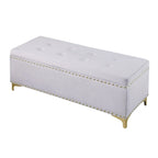 Grand ensemble de bancs de rangement, bancs combinés 2-en-1 avec garniture cloutée, bancs en velours capitonné avec pieds dorés, supporte 113 kg