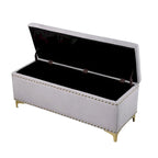 Grand ensemble de bancs de rangement, bancs combinés 2-en-1 avec garniture cloutée, bancs en velours capitonné avec pieds dorés, supporte 113 kg