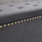 Grand ensemble de bancs de rangement, bancs combinés 2-en-1 avec garniture cloutée, bancs en velours capitonné avec pieds dorés, supporte 113 kg
