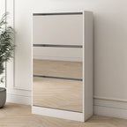 Meuble à chaussures rotatif blanc 3 tiroirs avec miroir pleine longueur, simple