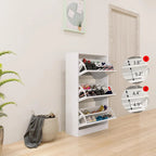 Meuble à chaussures rotatif blanc 3 tiroirs avec miroir pleine longueur, simple