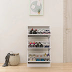 Meuble à chaussures rotatif blanc 3 tiroirs avec miroir pleine longueur, simple