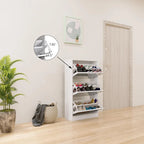 Meuble à chaussures rotatif blanc 3 tiroirs avec miroir pleine longueur, simple